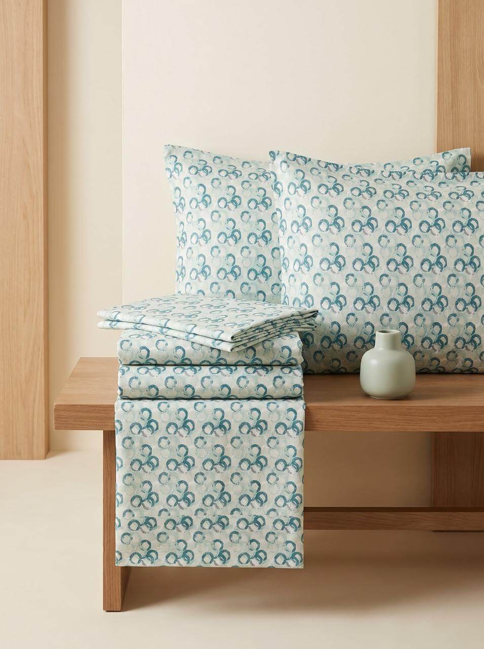 Aangan Teal Waves Bedsheet