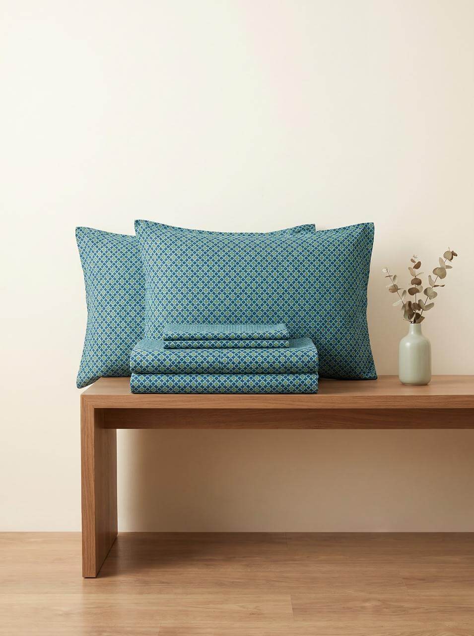 Aangan Teal Trellis Bedsheet