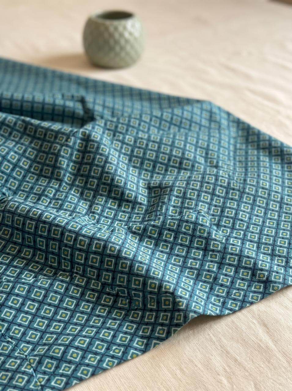 Aangan Teal Trellis Bedsheet