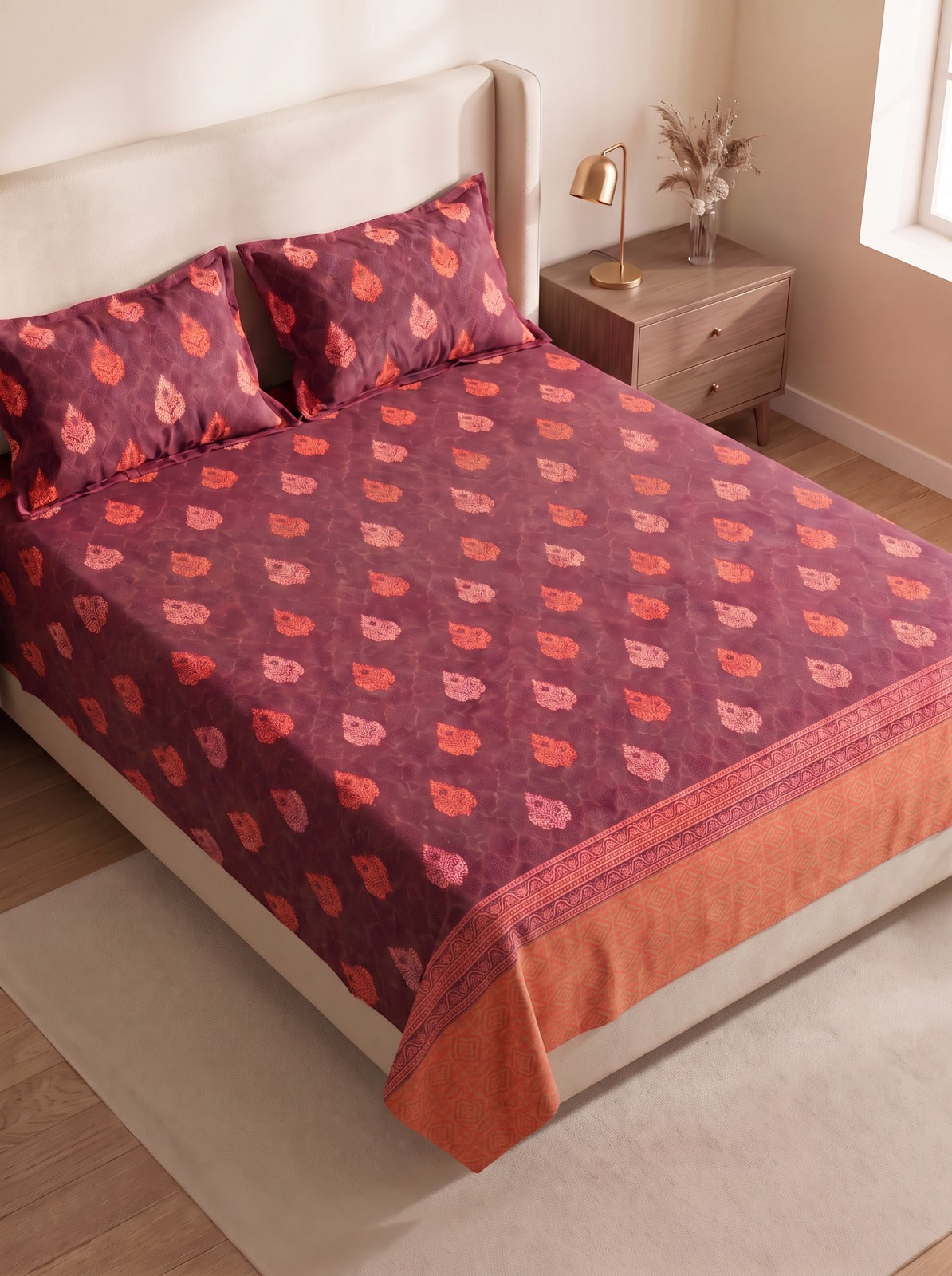 Aangan Heritage Maroon Bedsheet